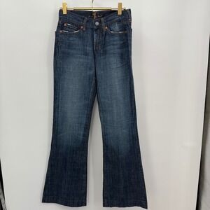 7 For All Mankind Womens Jeans Blue Denim Bootcut Distressed Sz 2‎ Boho Y2K West